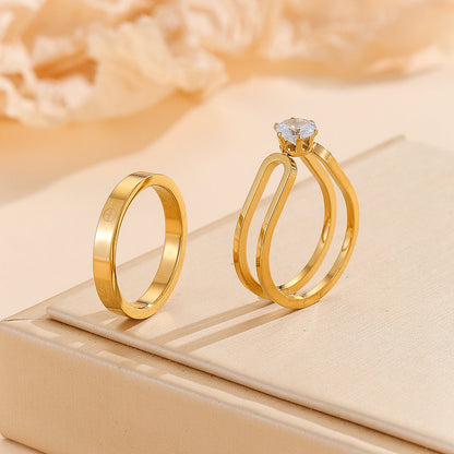 Urbane Hive®Elegant Golden Dou Halo Ring