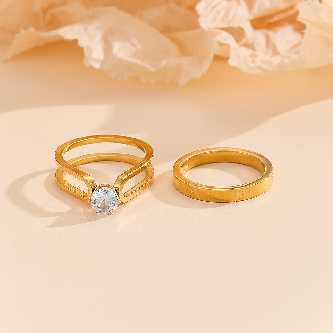 Urbane Hive®Elegant Golden Dou Halo Ring