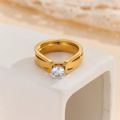 Urbane Hive®Elegant Golden Dou Halo Ring