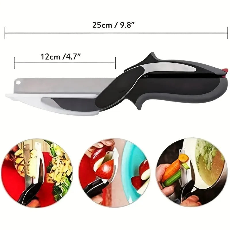 Urbane Hive® 2 in 1 Salad Chopper Vegetable Cutter with Built-in Cutting Board Food Cutter Kitchen Scissors Cut Vegetables Cut Fruits