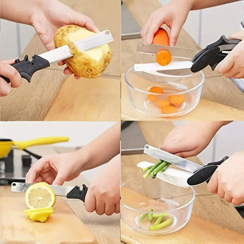 Urbane Hive® 2 in 1 Salad Chopper Vegetable Cutter with Built-in Cutting Board Food Cutter Kitchen Scissors Cut Vegetables Cut Fruits