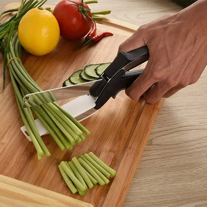 Urbane Hive® 2 in 1 Salad Chopper Vegetable Cutter with Built-in Cutting Board Food Cutter Kitchen Scissors Cut Vegetables Cut Fruits